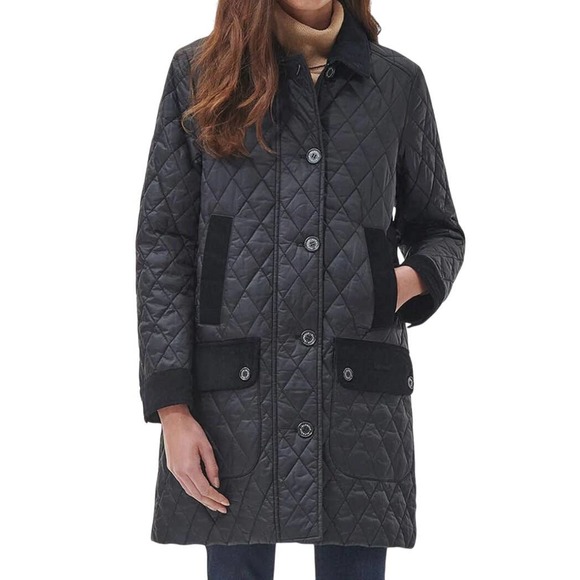 Barbour Jackets & Blazers - Barbour Constable Quilted Longline Jacket in Black, Size 6